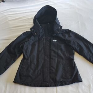 Hollister All-Weather Black Jacket with Mint Lining XL